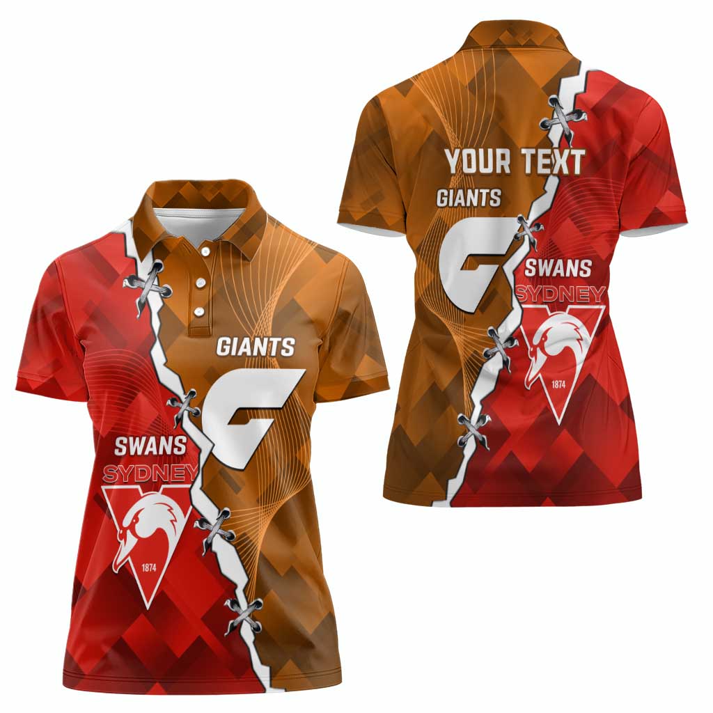 Personalised Giants And Swans Football Women Polo Shirt Dynamic Style