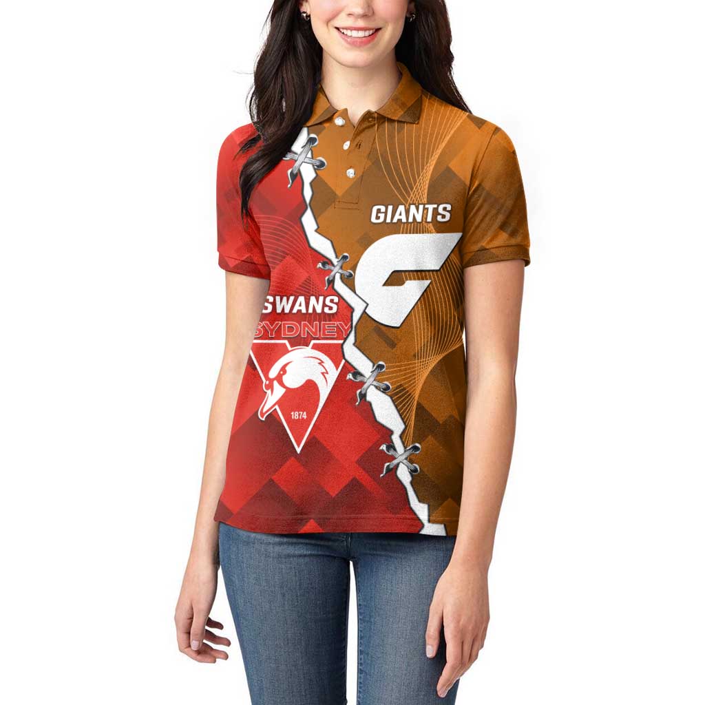 Personalised Giants And Swans Football Women Polo Shirt Dynamic Style