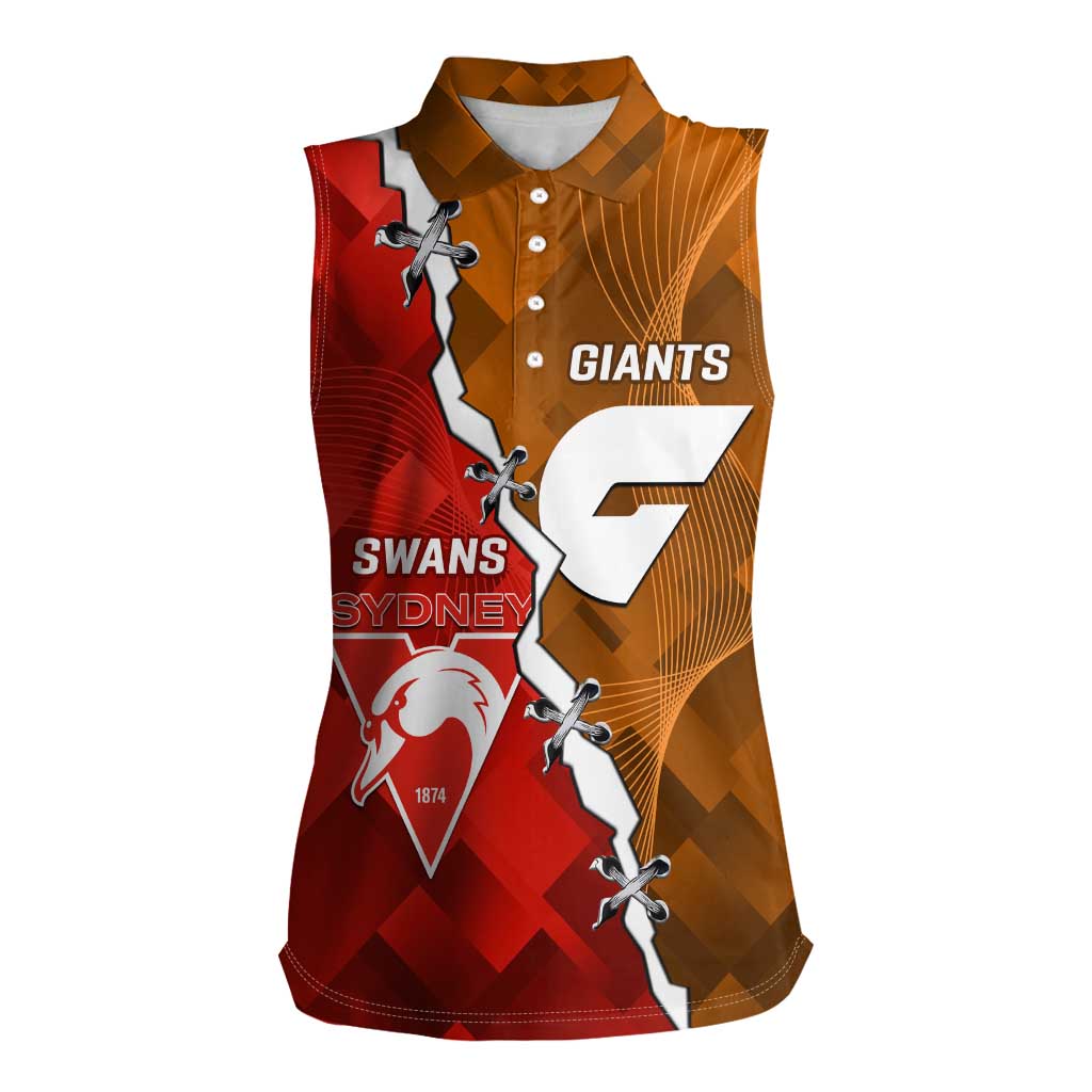 Personalised Giants And Swans Football Women Sleeveless Polo Shirt Dynamic Style