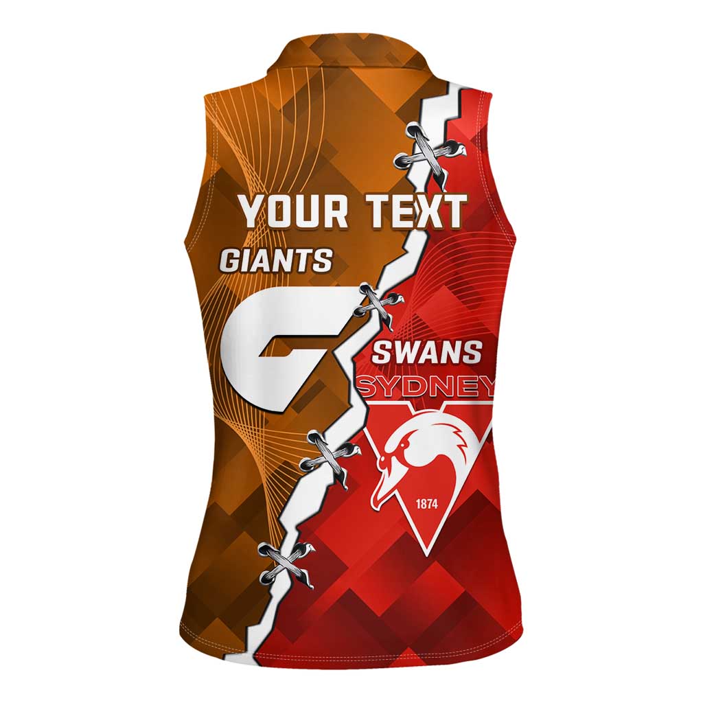 Personalised Giants And Swans Football Women Sleeveless Polo Shirt Dynamic Style