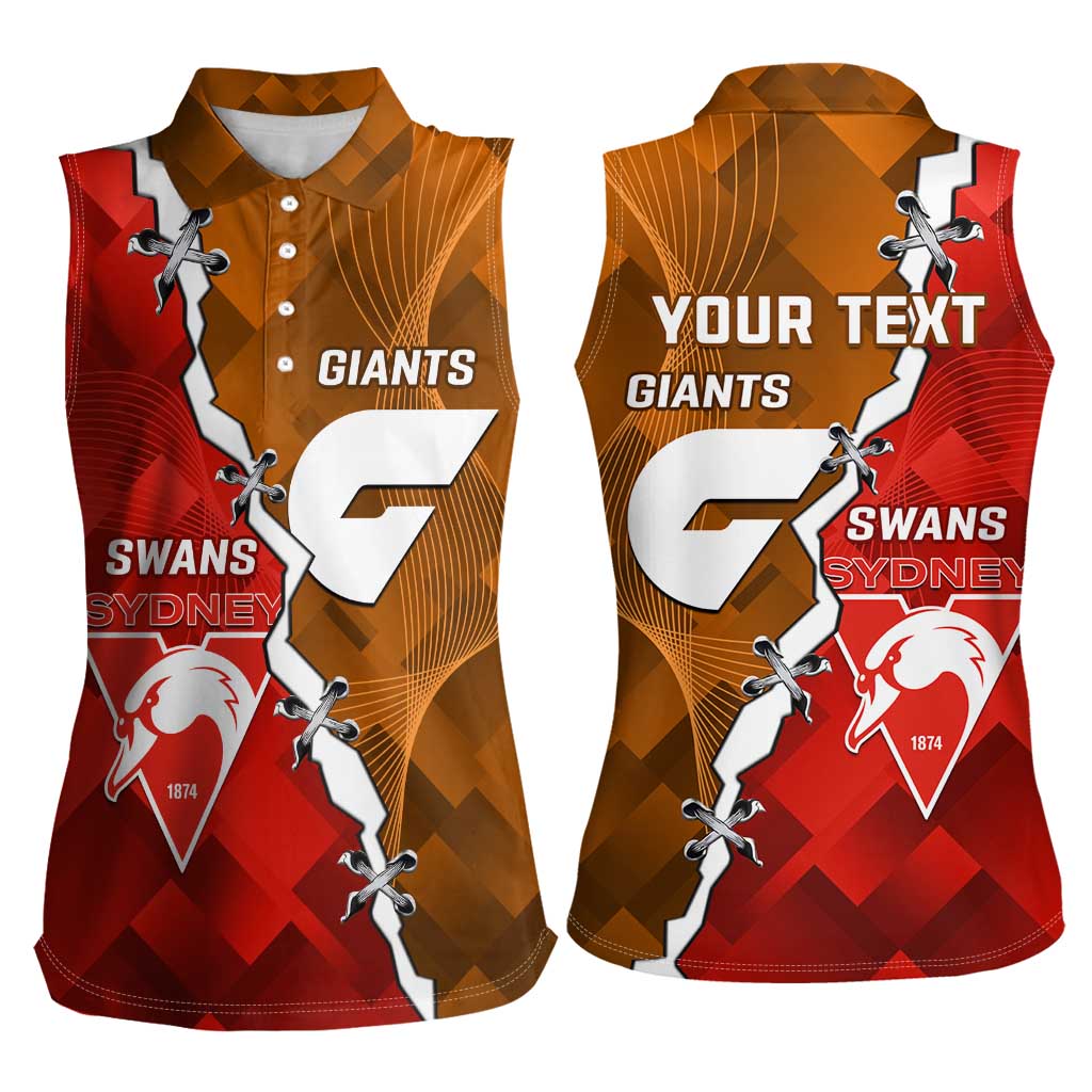 Personalised Giants And Swans Football Women Sleeveless Polo Shirt Dynamic Style