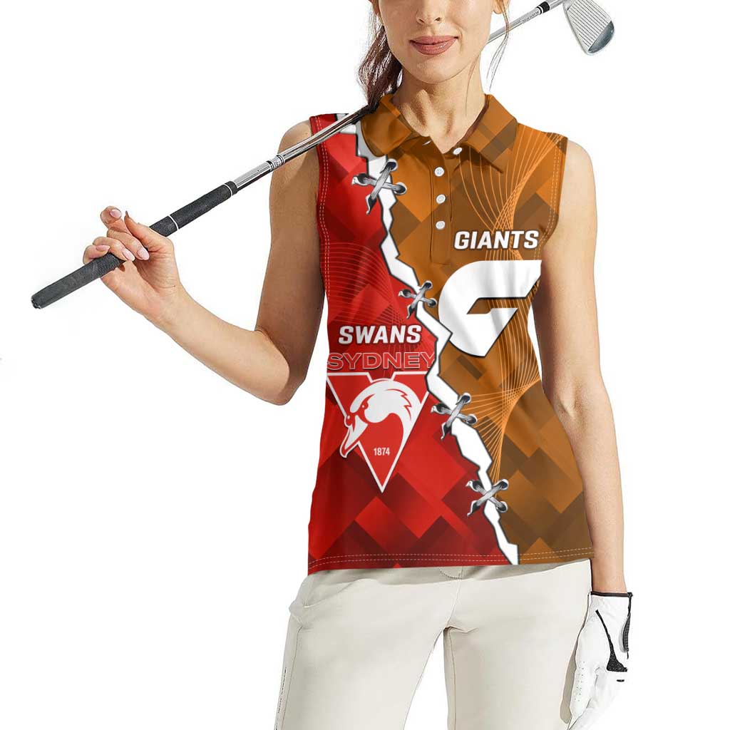 Personalised Giants And Swans Football Women Sleeveless Polo Shirt Dynamic Style