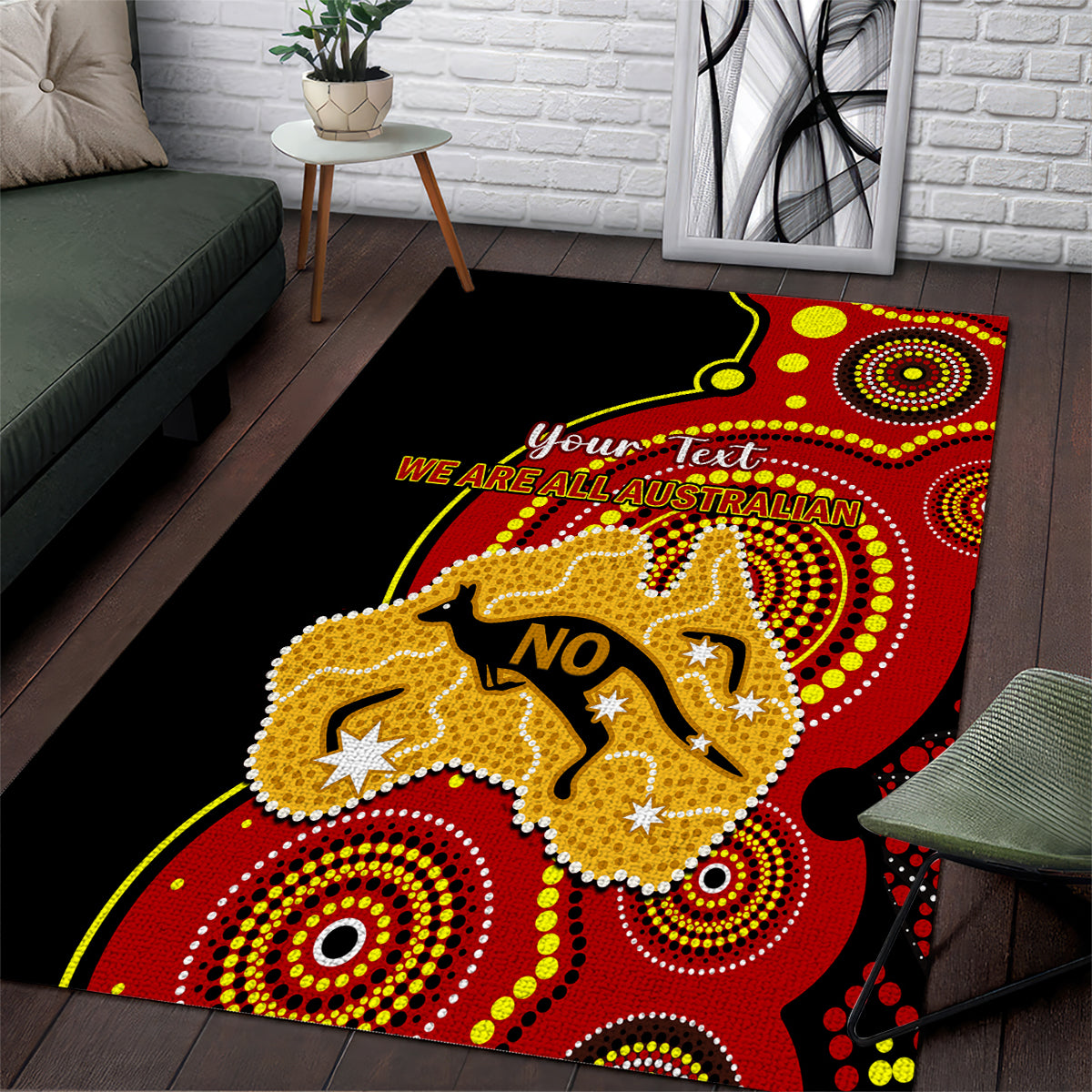 personalised-australia-indigenous-area-rug-we-are-all-australian-vote-no-to-the-voice