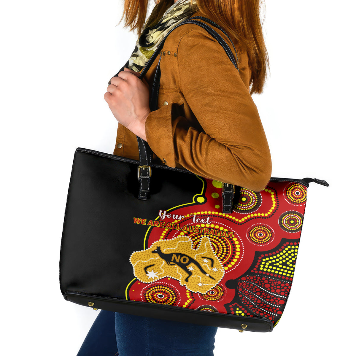 personalised-australia-indigenous-leather-tote-bag-we-are-all-australian-vote-no-to-the-voice