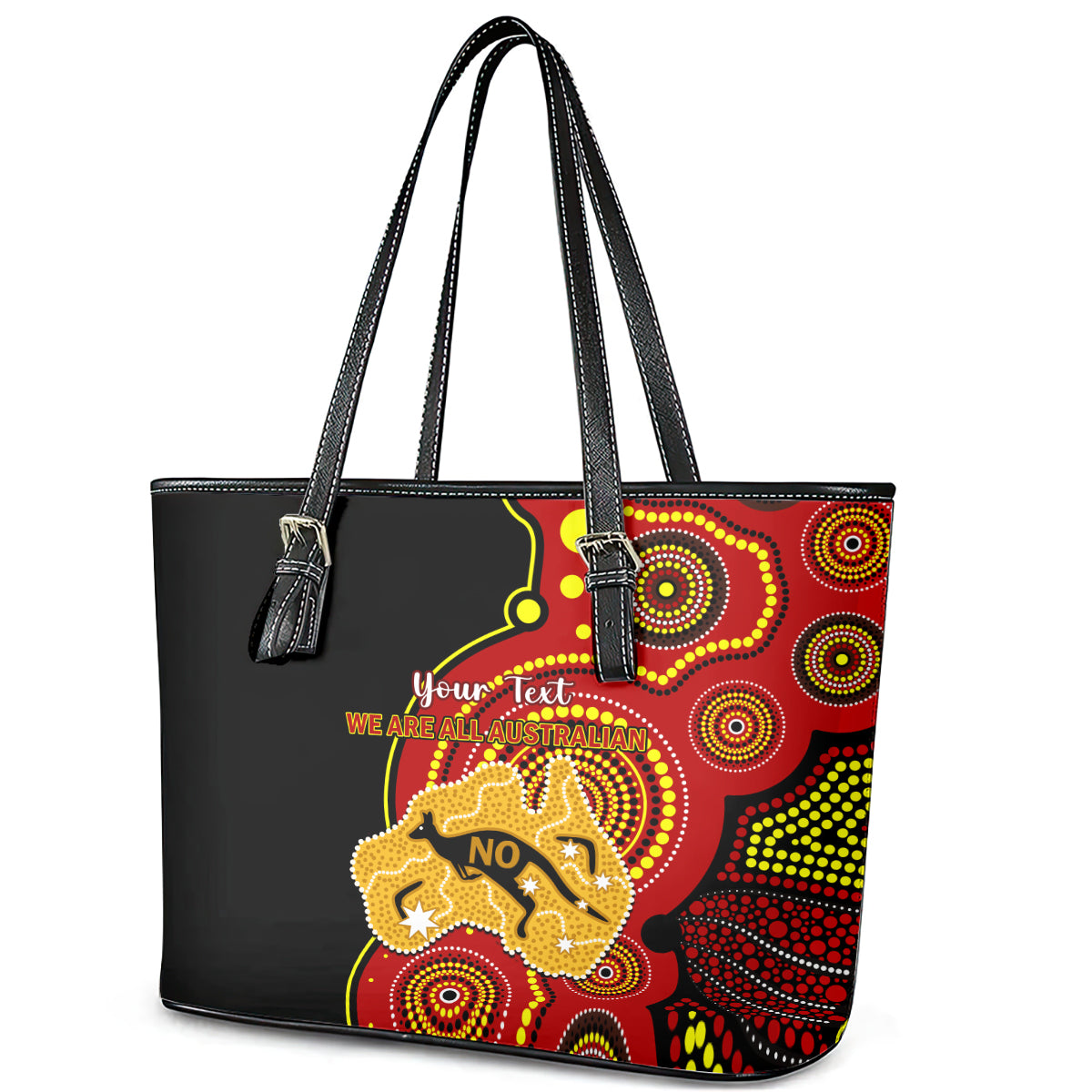 personalised-australia-indigenous-leather-tote-bag-we-are-all-australian-vote-no-to-the-voice