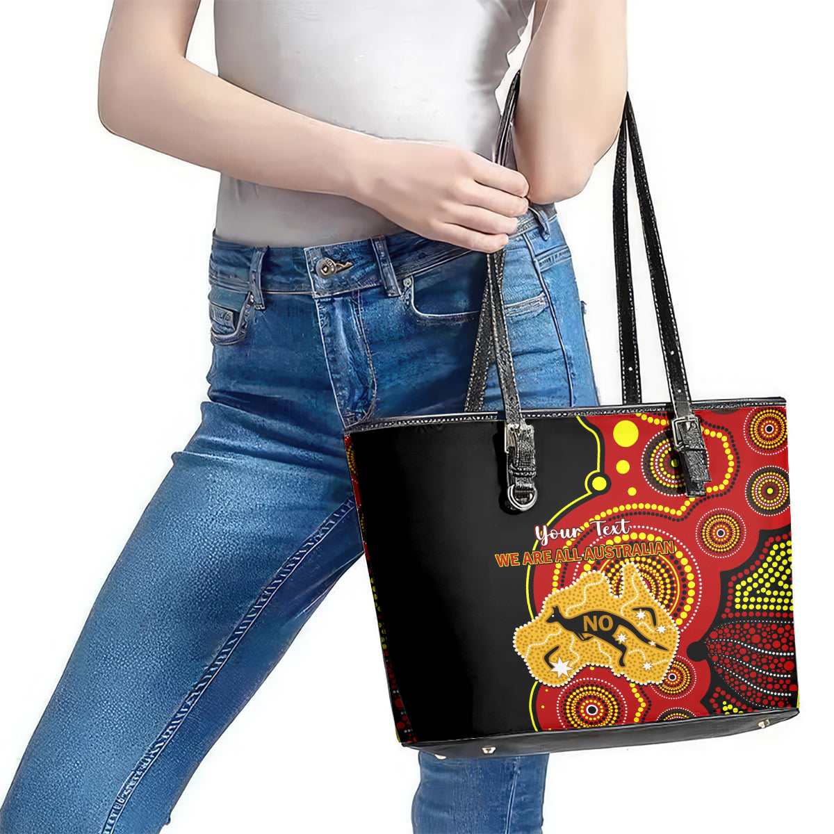 personalised-australia-indigenous-leather-tote-bag-we-are-all-australian-vote-no-to-the-voice