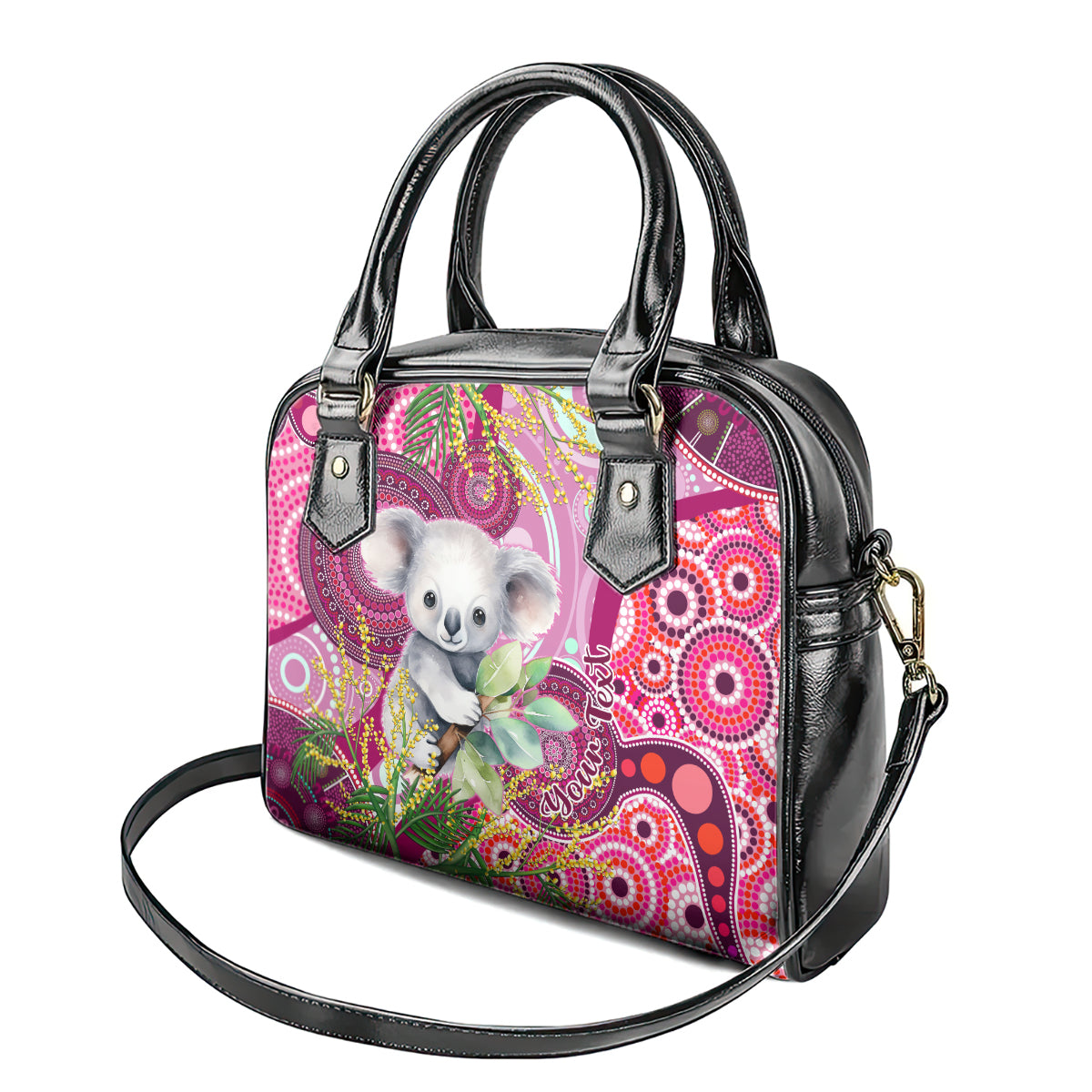 personalised-australia-shoulder-handbag-cute-koala-with-golden-wattle-indigenous-art