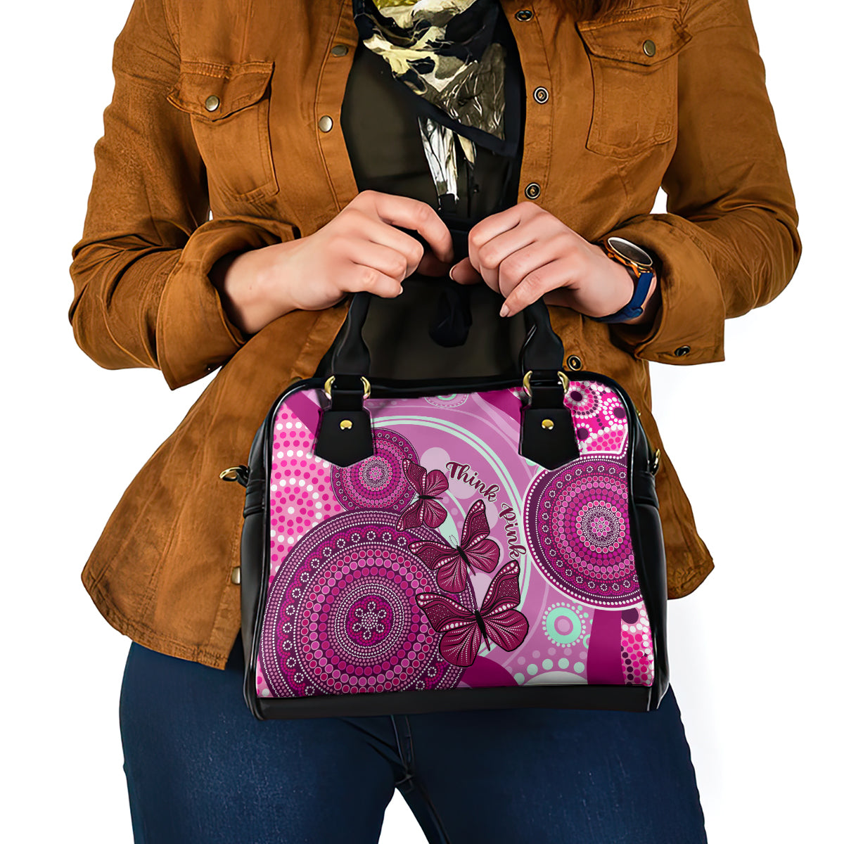 australia-breast-cancer-shoulder-handbag-indigenous-butterfly-no-one-fights-alone