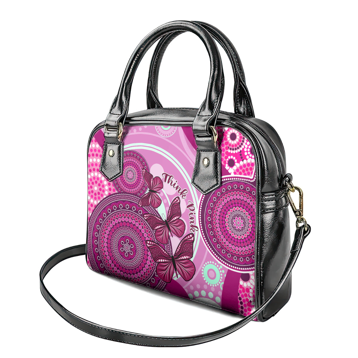 australia-breast-cancer-shoulder-handbag-indigenous-butterfly-no-one-fights-alone