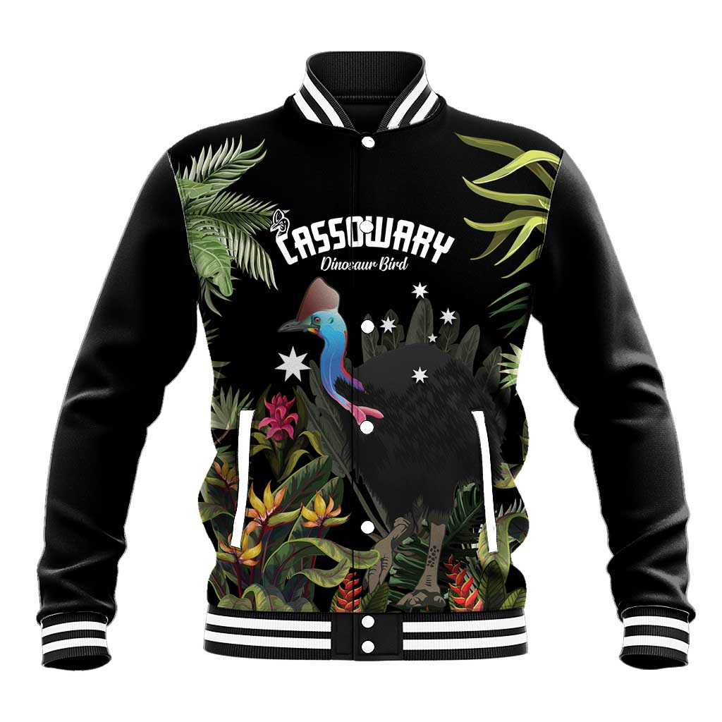 Personalised Australia Cassowary Baseball Jacket Dinosaur Bird - Rainforest Vibes