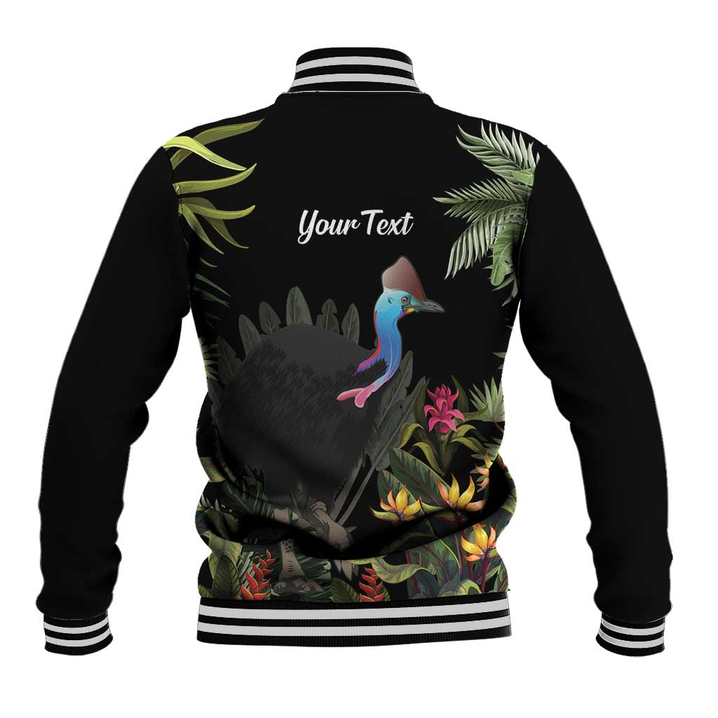 Personalised Australia Cassowary Baseball Jacket Dinosaur Bird - Rainforest Vibes