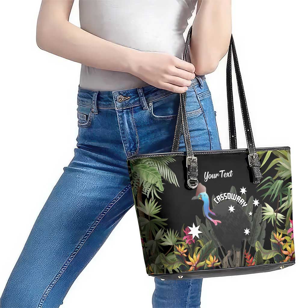 Personalised Australia Cassowary Leather Tote Bag Dinosaur Bird - Rainforest Vibes