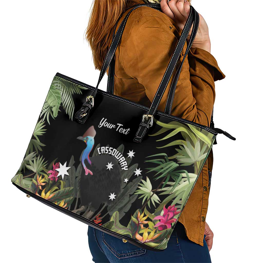 Personalised Australia Cassowary Leather Tote Bag Dinosaur Bird - Rainforest Vibes