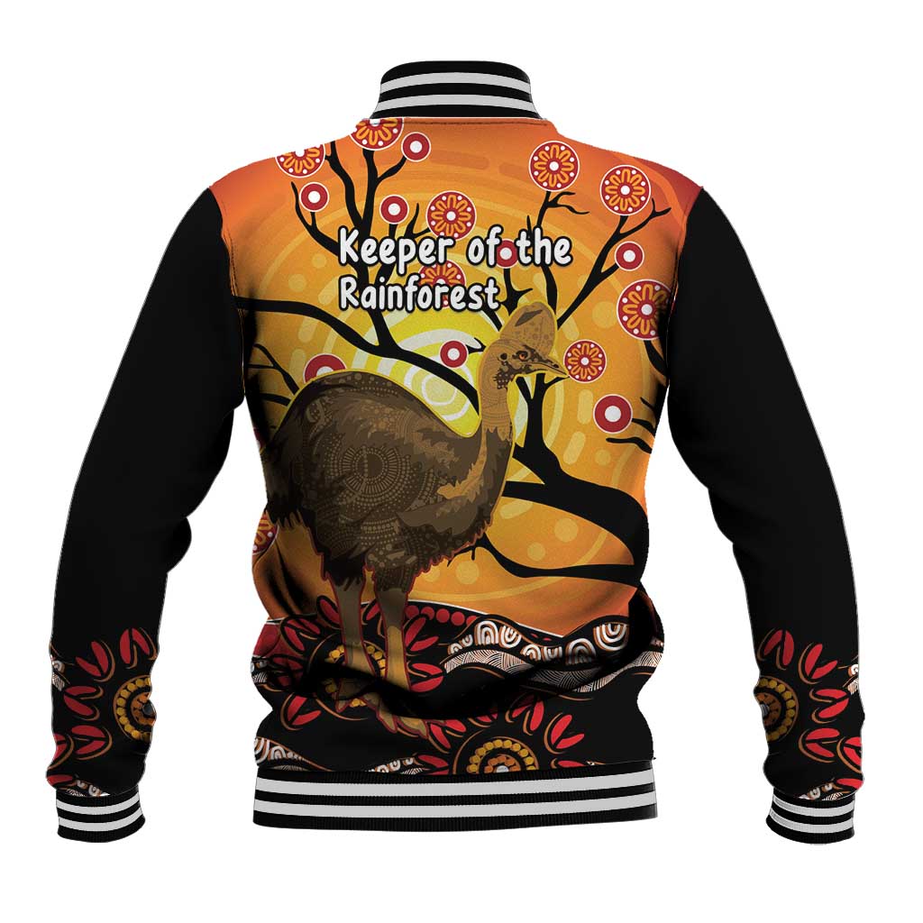 Keeper Of The Rainforest Cassowary Baseball Jacket Aboriginal Art