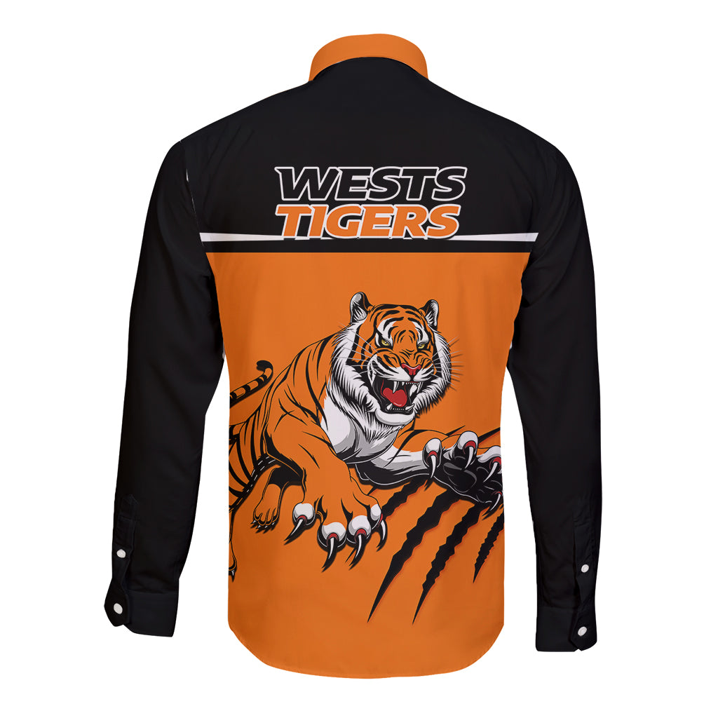 wests-tigers-rugby-long-sleeve-button-shirt-orange-simple-style