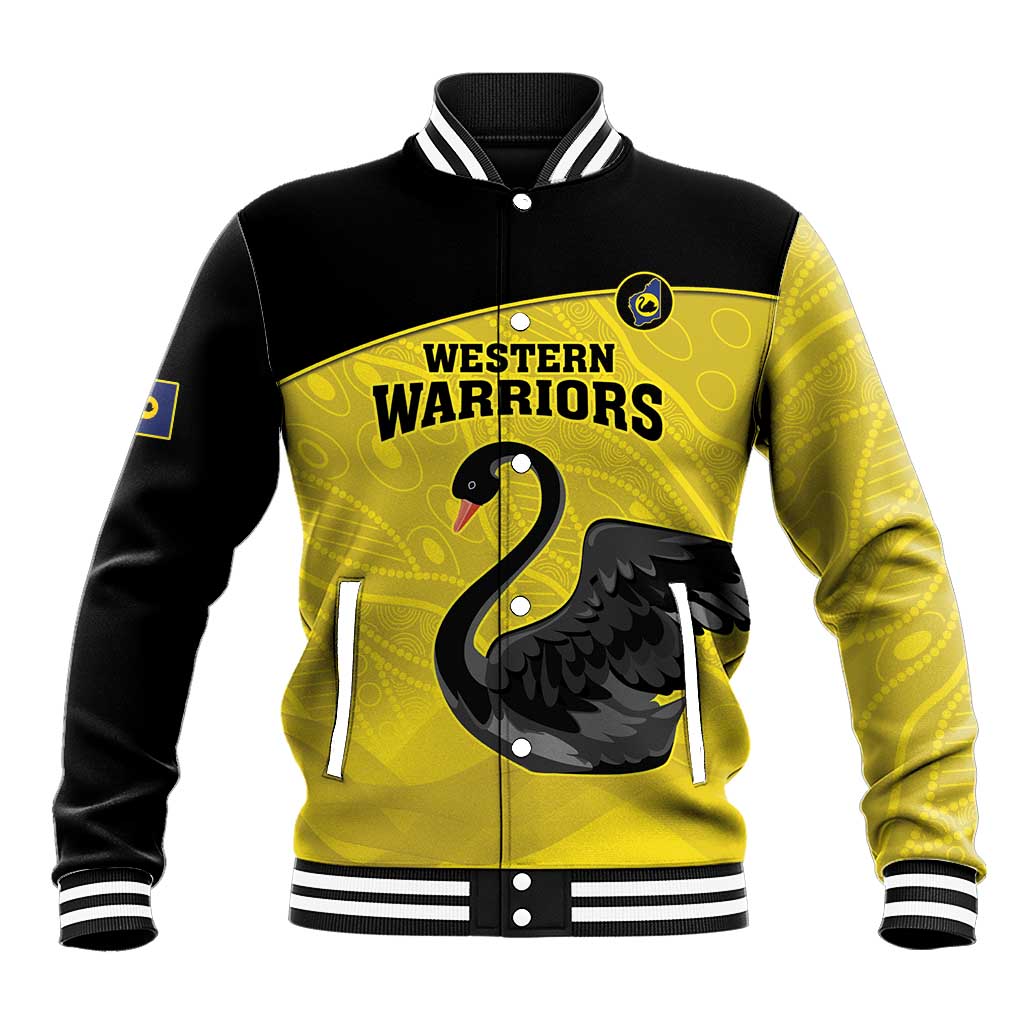 Custom Western Australia Cricket Baseball Jacket Go Warriors Black Swans - Aboriginal Art