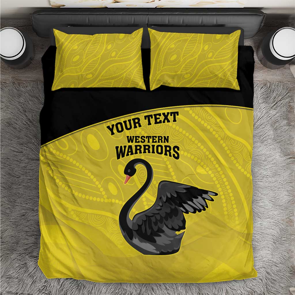 Custom Western Australia Cricket Bedding Set Go Warriors Black Swans - Aboriginal Art