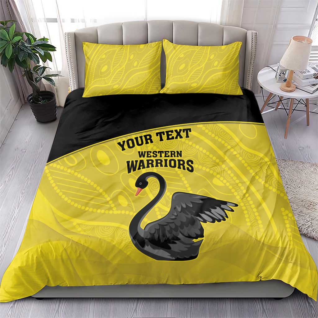 Custom Western Australia Cricket Bedding Set Go Warriors Black Swans - Aboriginal Art