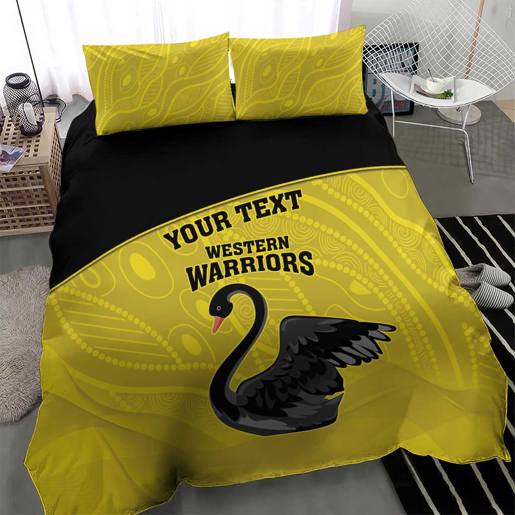 Custom Western Australia Cricket Bedding Set Go Warriors Black Swans - Aboriginal Art