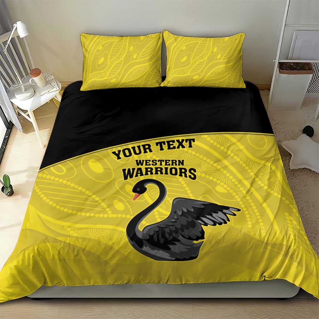 Custom Western Australia Cricket Bedding Set Go Warriors Black Swans - Aboriginal Art