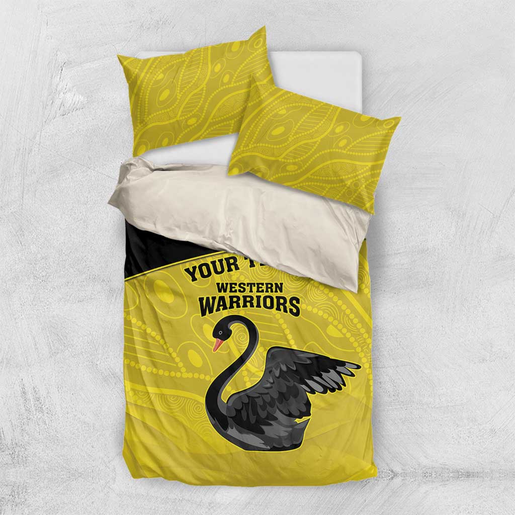 Custom Western Australia Cricket Bedding Set Go Warriors Black Swans - Aboriginal Art