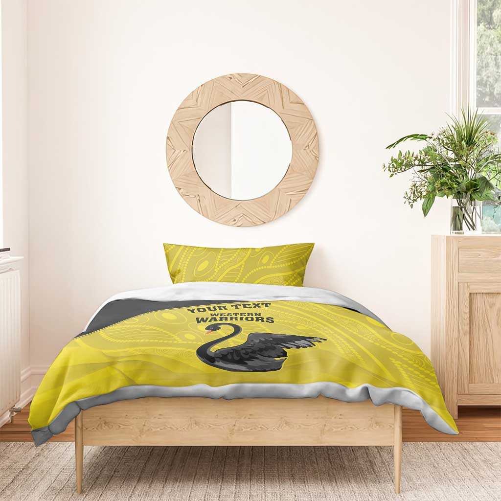 Custom Western Australia Cricket Bedding Set Go Warriors Black Swans - Aboriginal Art