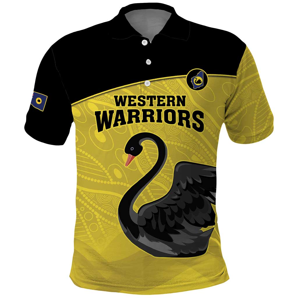 Custom Western Australia Cricket Polo Shirt Go Warriors Black Swans - Aboriginal Art