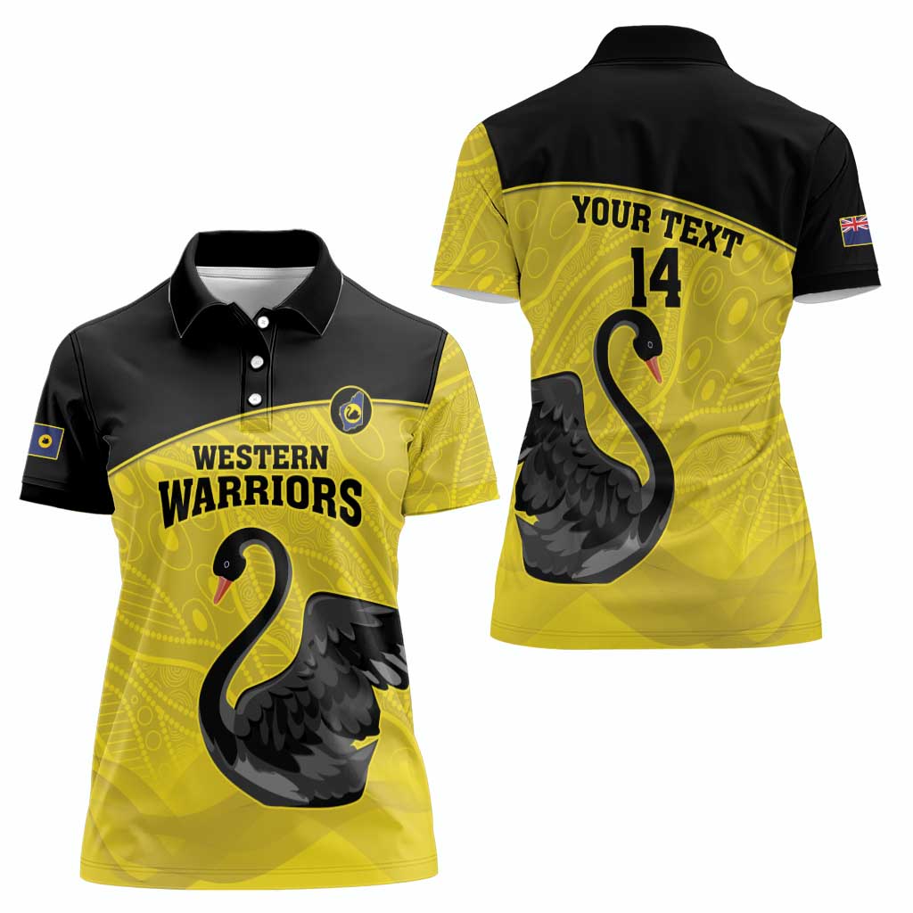 Custom Western Australia Cricket Women Polo Shirt Go Warriors Black Swans - Aboriginal Art