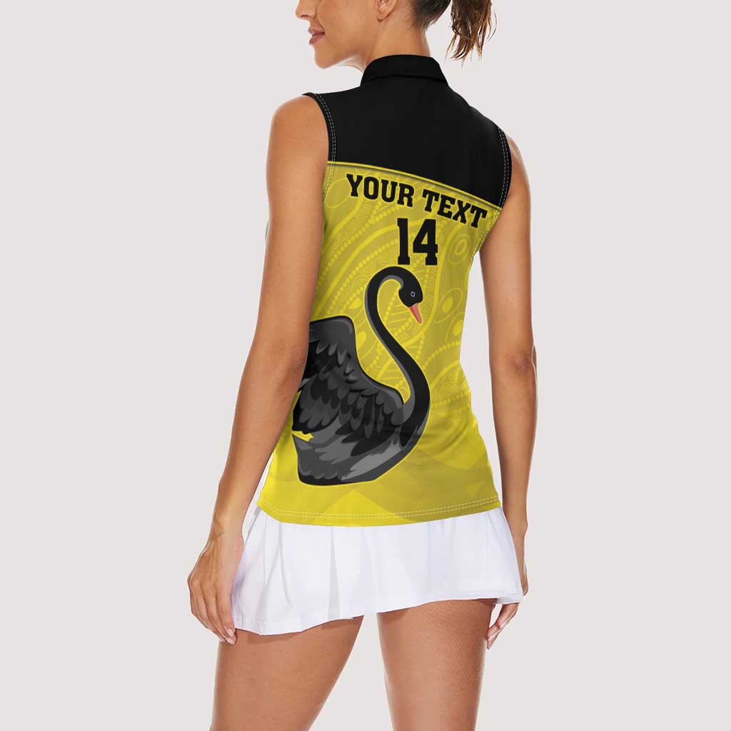 Custom Western Australia Cricket Women Sleeveless Polo Shirt Go Warriors Black Swans - Aboriginal Art