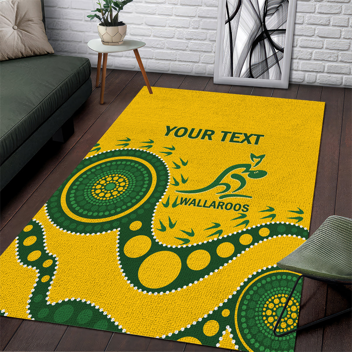 Custom Australia Rugby Area Rug Go Wallaroos 2024 Pacific Aboriginal Art