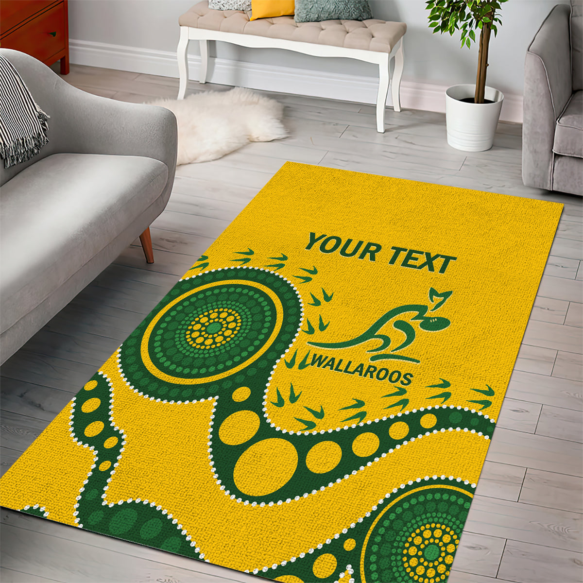 Custom Australia Rugby Area Rug Go Wallaroos 2024 Pacific Aboriginal Art