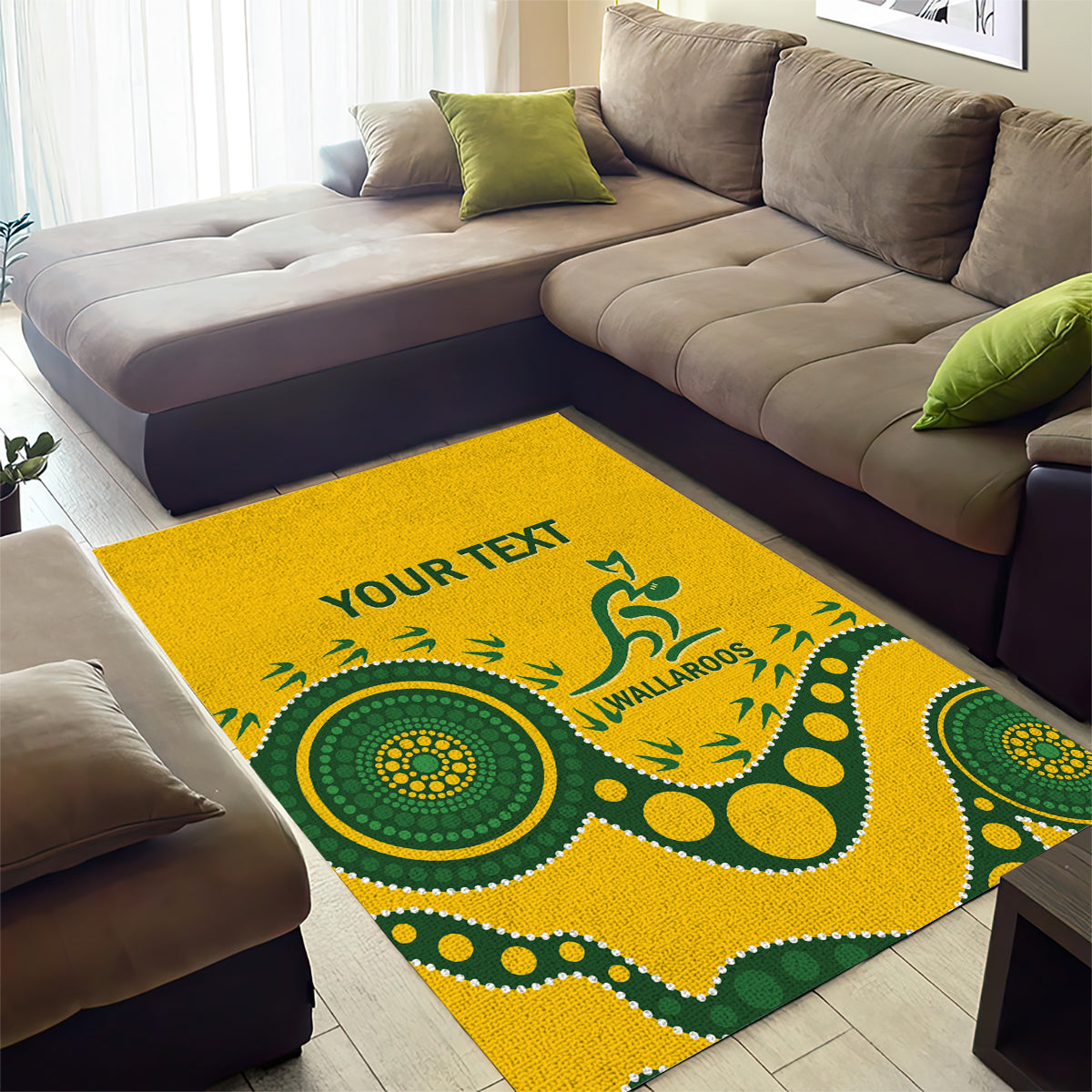 Custom Australia Rugby Area Rug Go Wallaroos 2024 Pacific Aboriginal Art