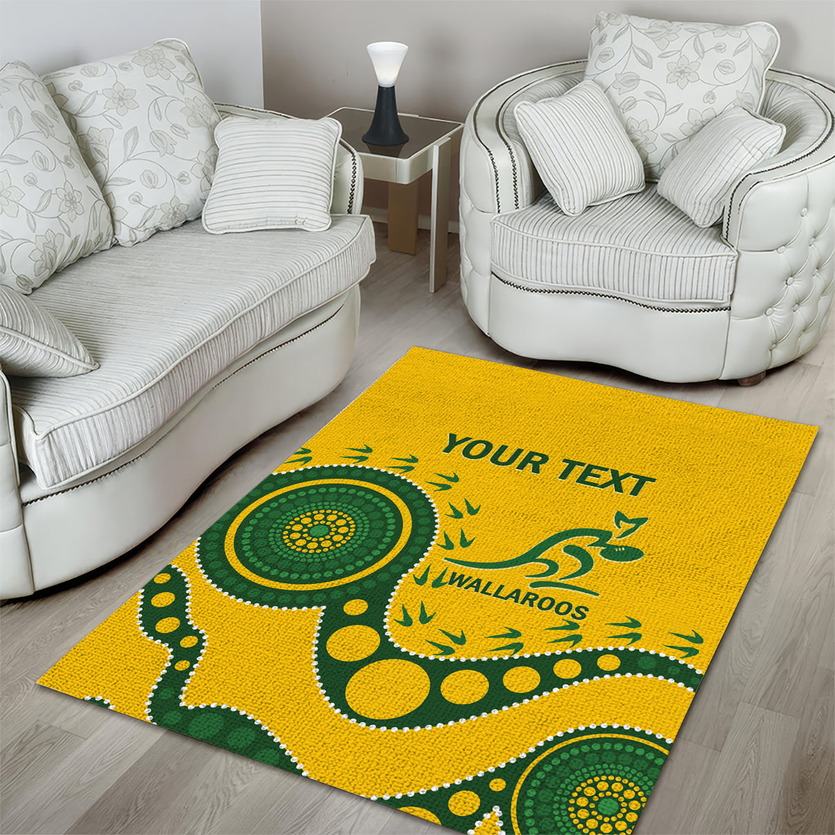 Custom Australia Rugby Area Rug Go Wallaroos 2024 Pacific Aboriginal Art