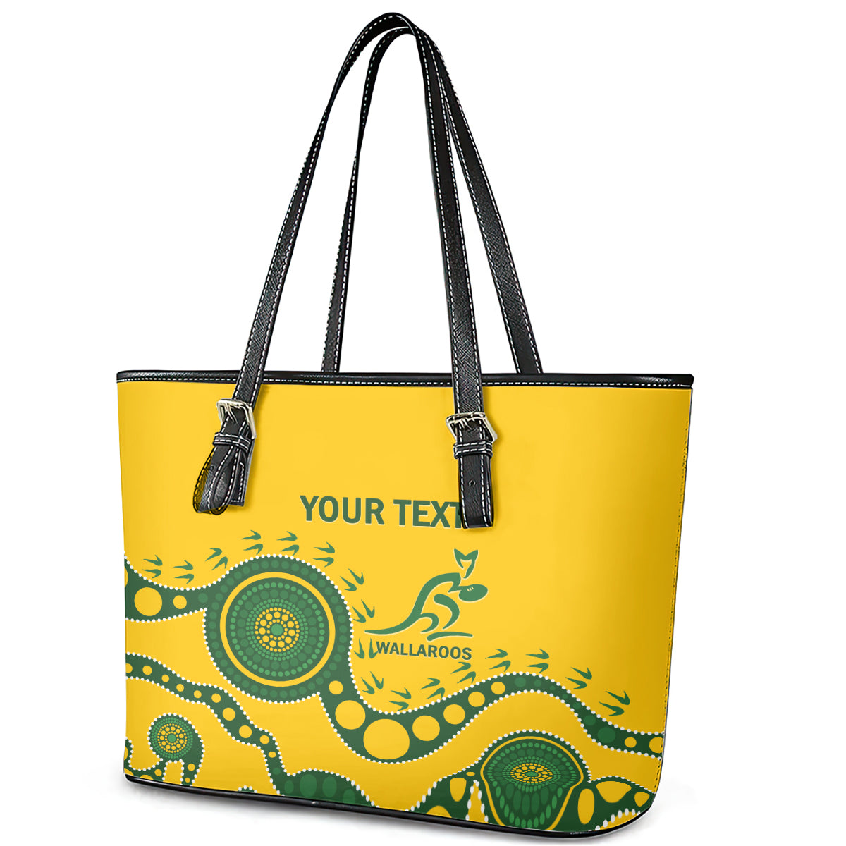 Custom Australia Rugby Leather Tote Bag Go Wallaroos 2024 Pacific Aboriginal Art