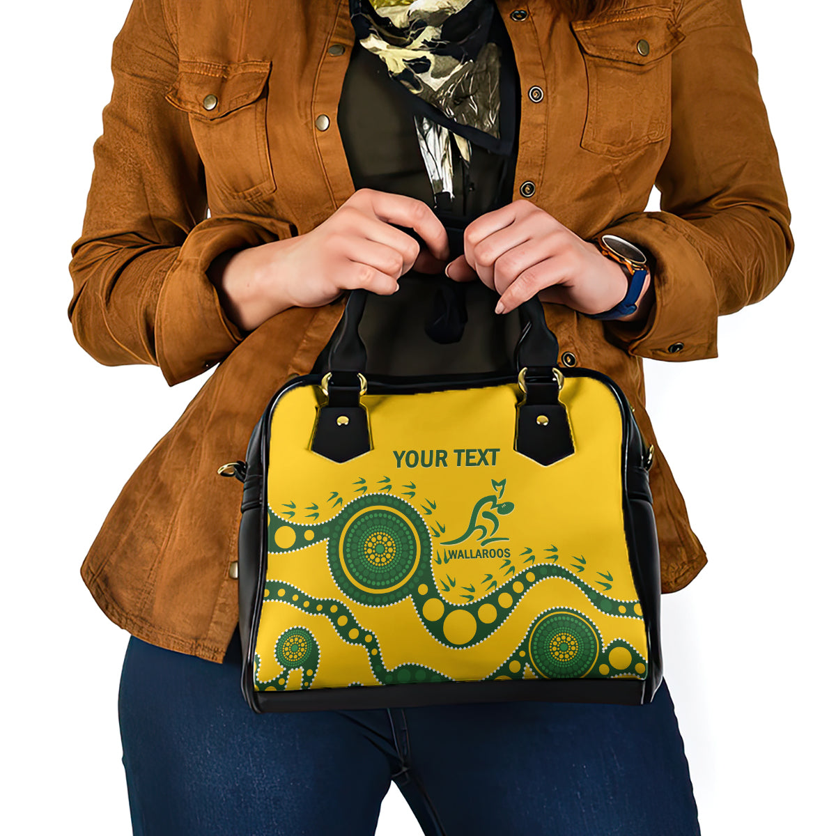 Custom Australia Rugby Shoulder Handbag Go Wallaroos 2024 Pacific Aboriginal Art