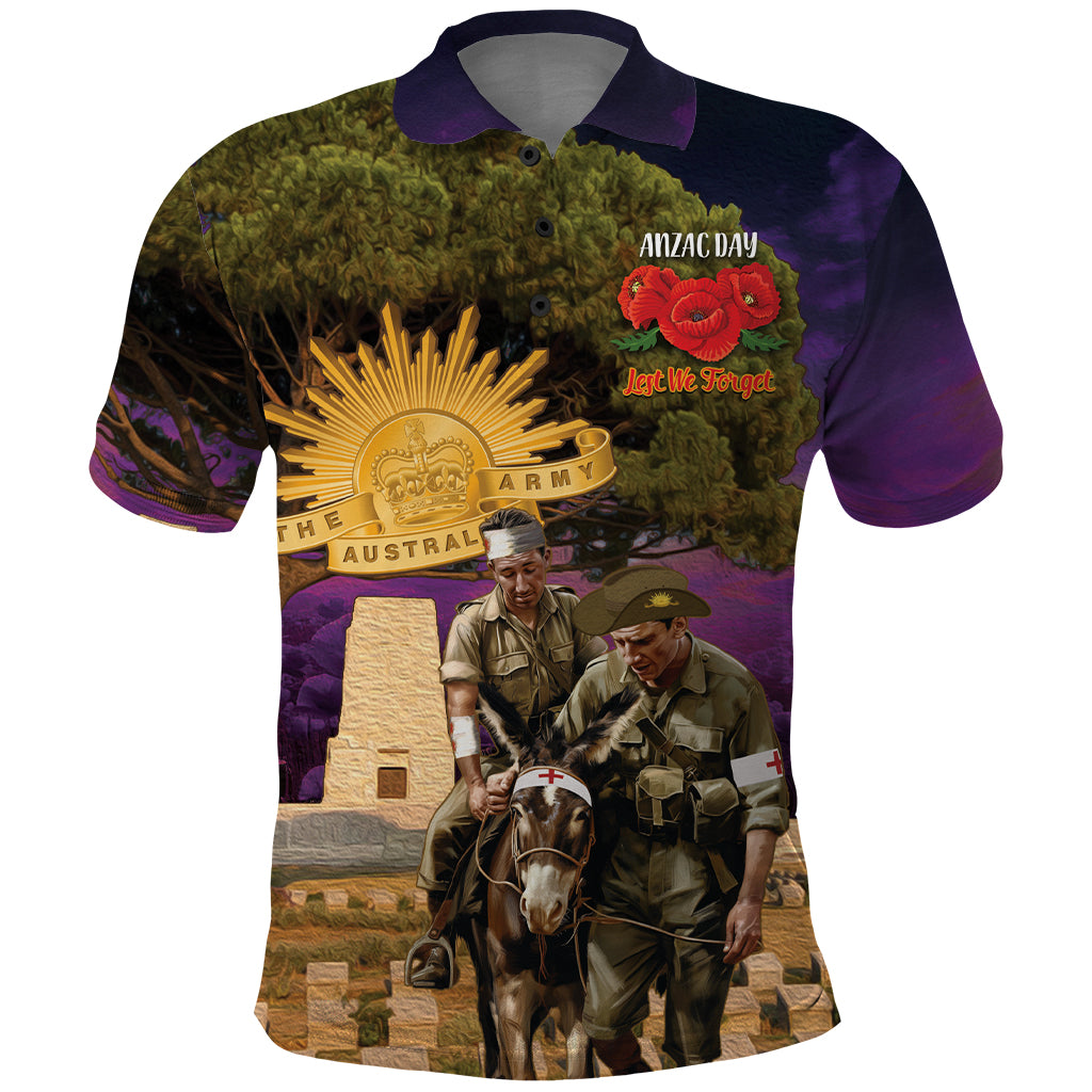 Australia ANZAC Day Polo Shirt Lonesome Pine Australian Army With Donkey