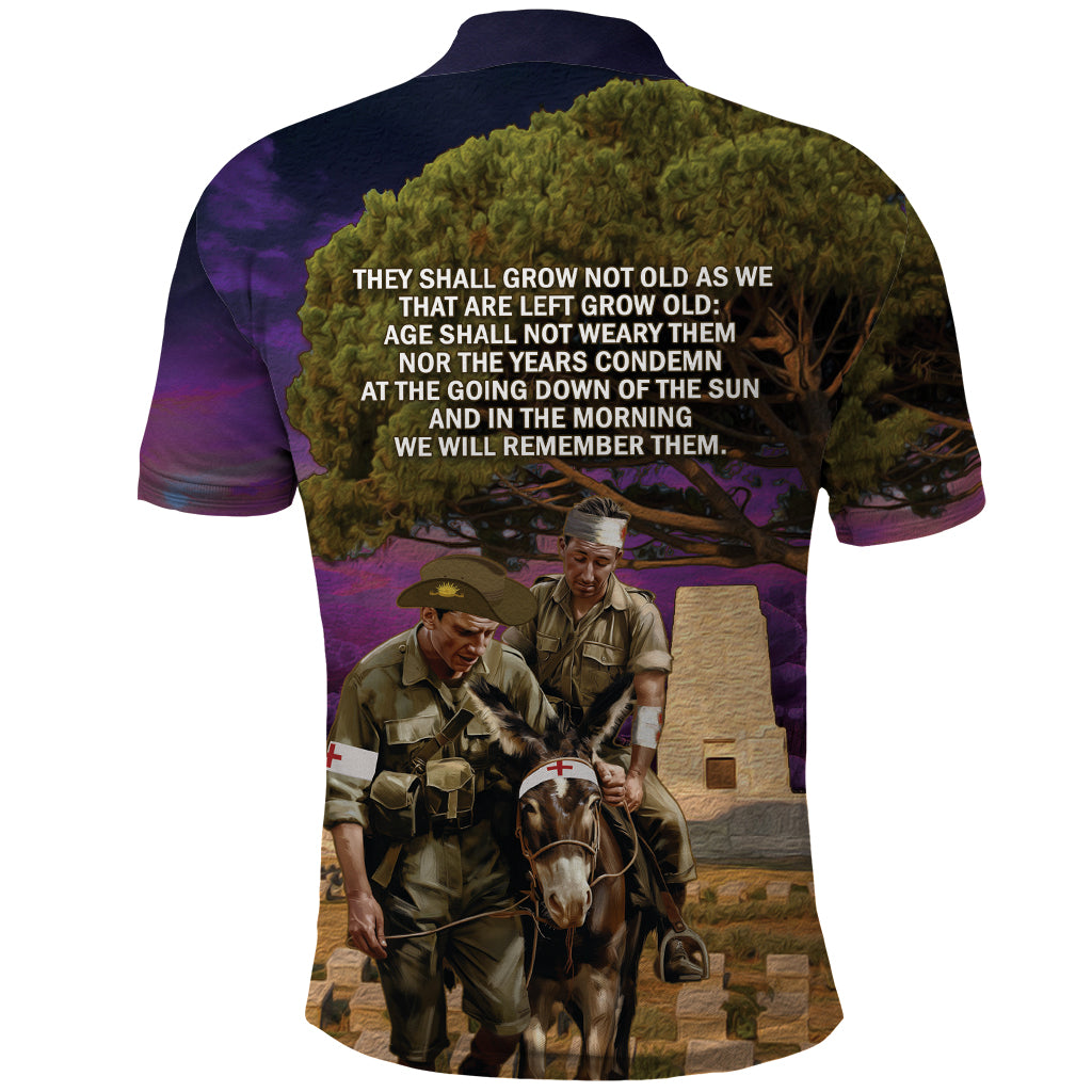 Australia ANZAC Day Polo Shirt Lonesome Pine Australian Army With Donkey