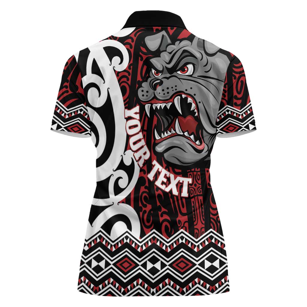 Personalised Aotearoa Bulldog Women Polo Shirt New Zealand Maori Taniko Art