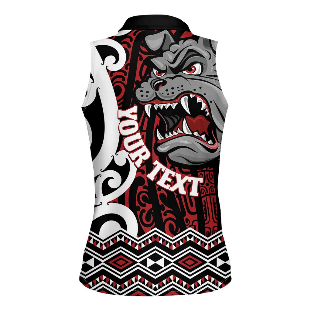 Personalised Aotearoa Bulldog Women Sleeveless Polo Shirt New Zealand Maori Taniko Art