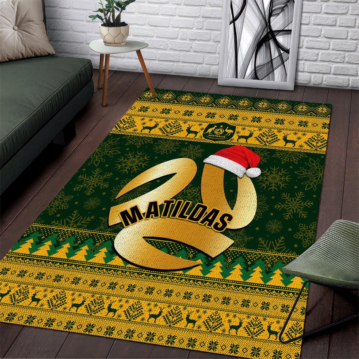 personalised-australia-matildas-christmas-area-rug-merry-xmas-2023-national-color