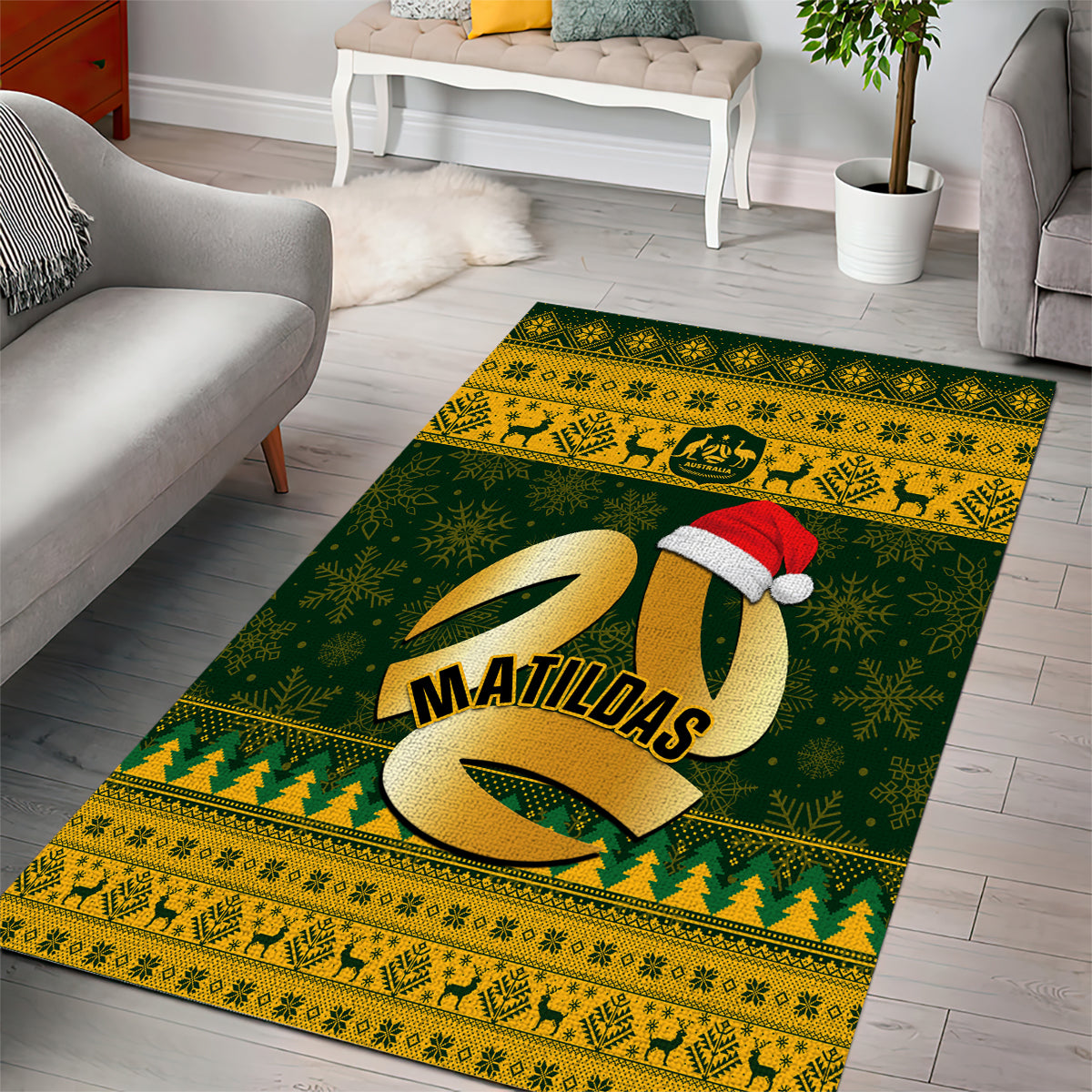 personalised-australia-matildas-christmas-area-rug-merry-xmas-2023-national-color