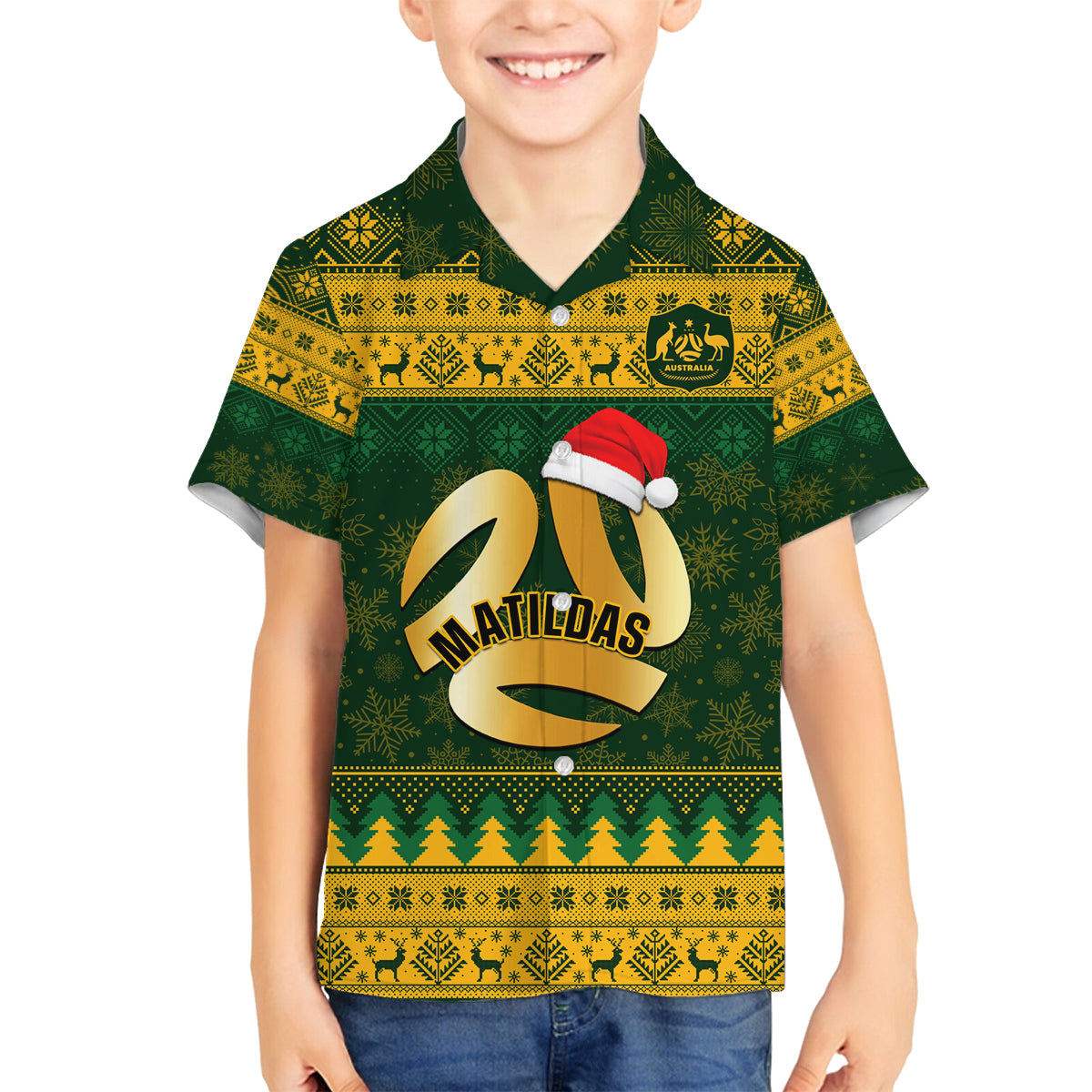 personalised-australia-matildas-christmas-family-matching-long-sleeve-bodycon-dress-and-hawaiian-shirt-merry-xmas-2023-national-color