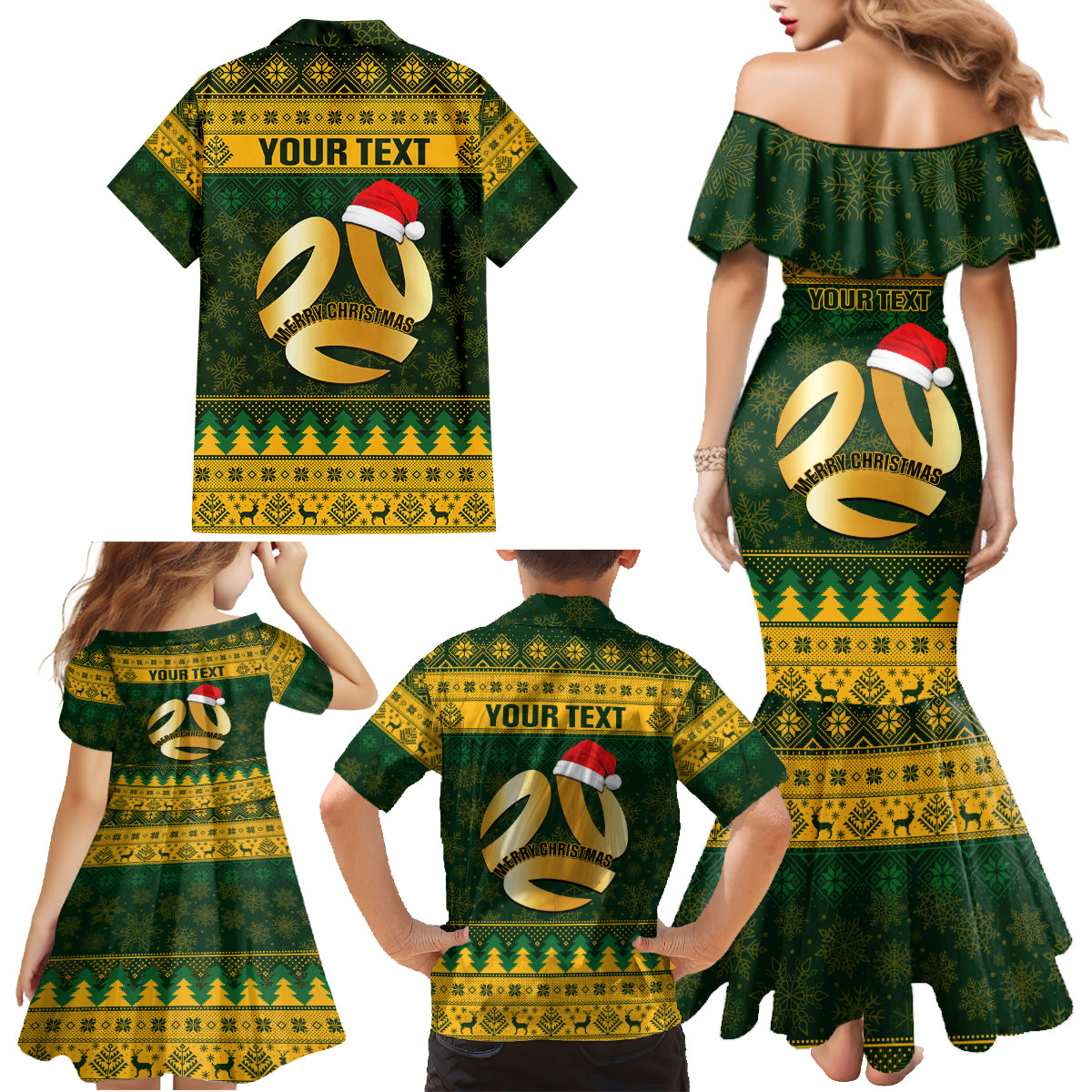 personalised-australia-matildas-christmas-family-matching-mermaid-dress-and-hawaiian-shirt-merry-xmas-2023-national-color