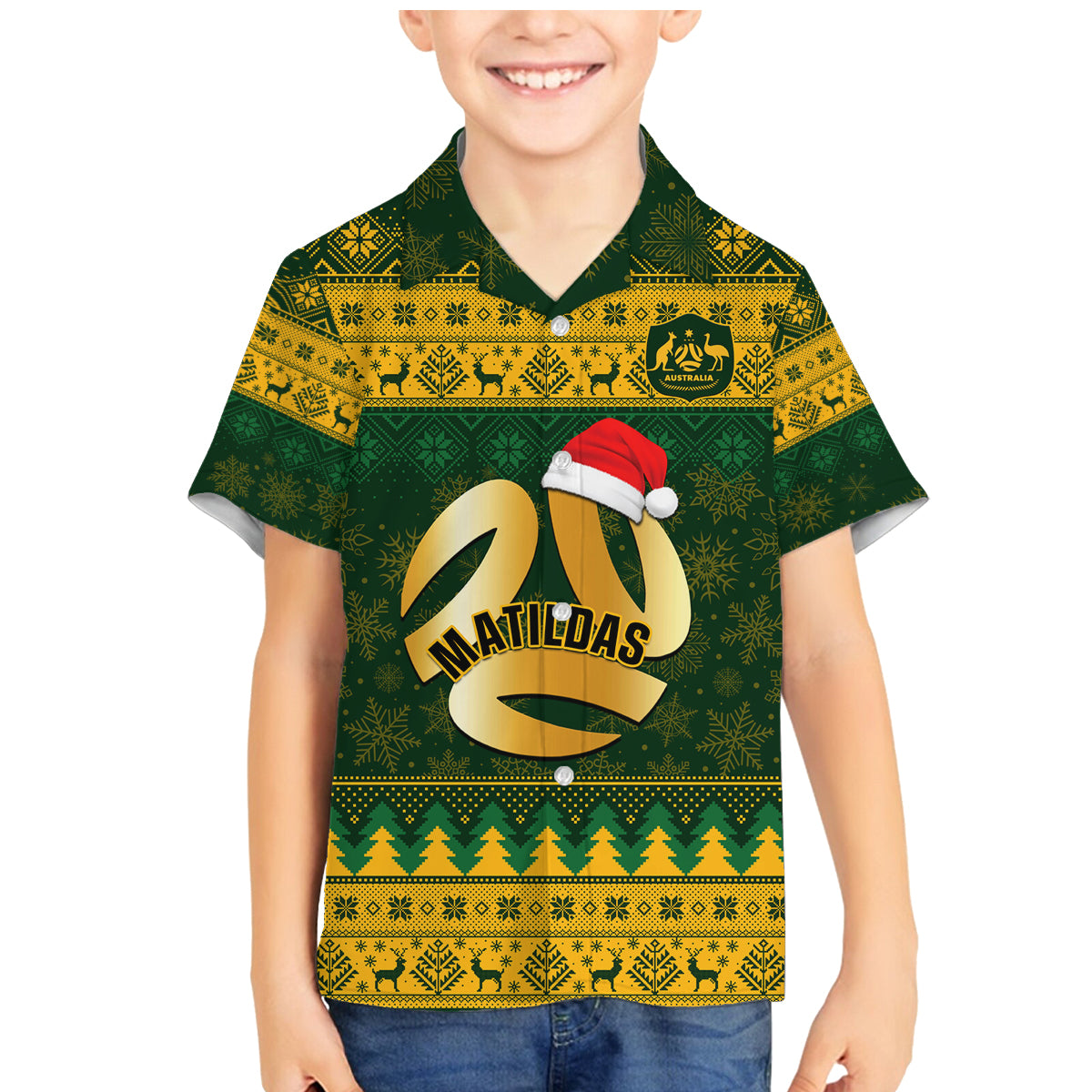 personalised-australia-matildas-christmas-family-matching-mermaid-dress-and-hawaiian-shirt-merry-xmas-2023-national-color