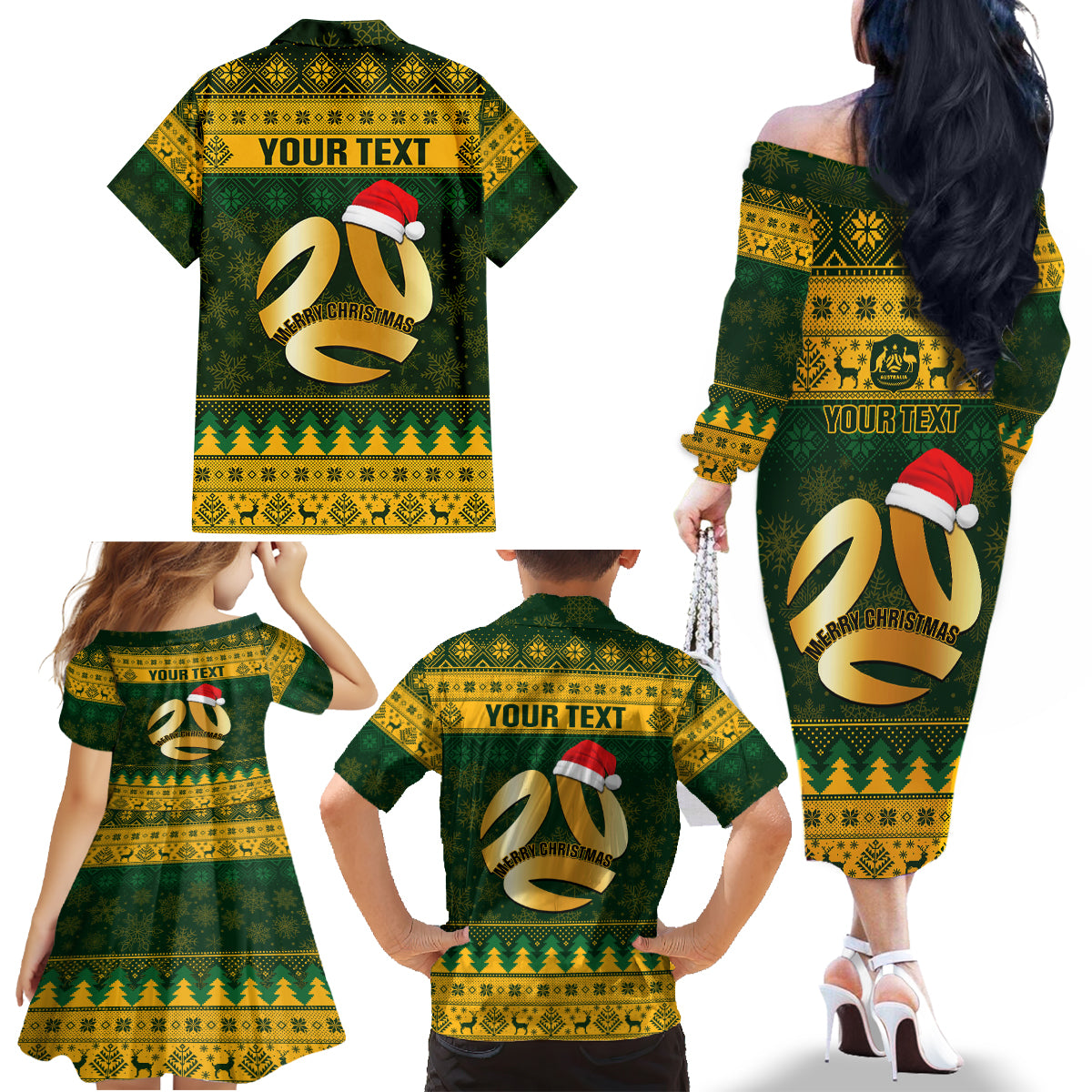 personalised-australia-matildas-christmas-family-matching-off-shoulder-long-sleeve-dress-and-hawaiian-shirt-merry-xmas-2023-national-color