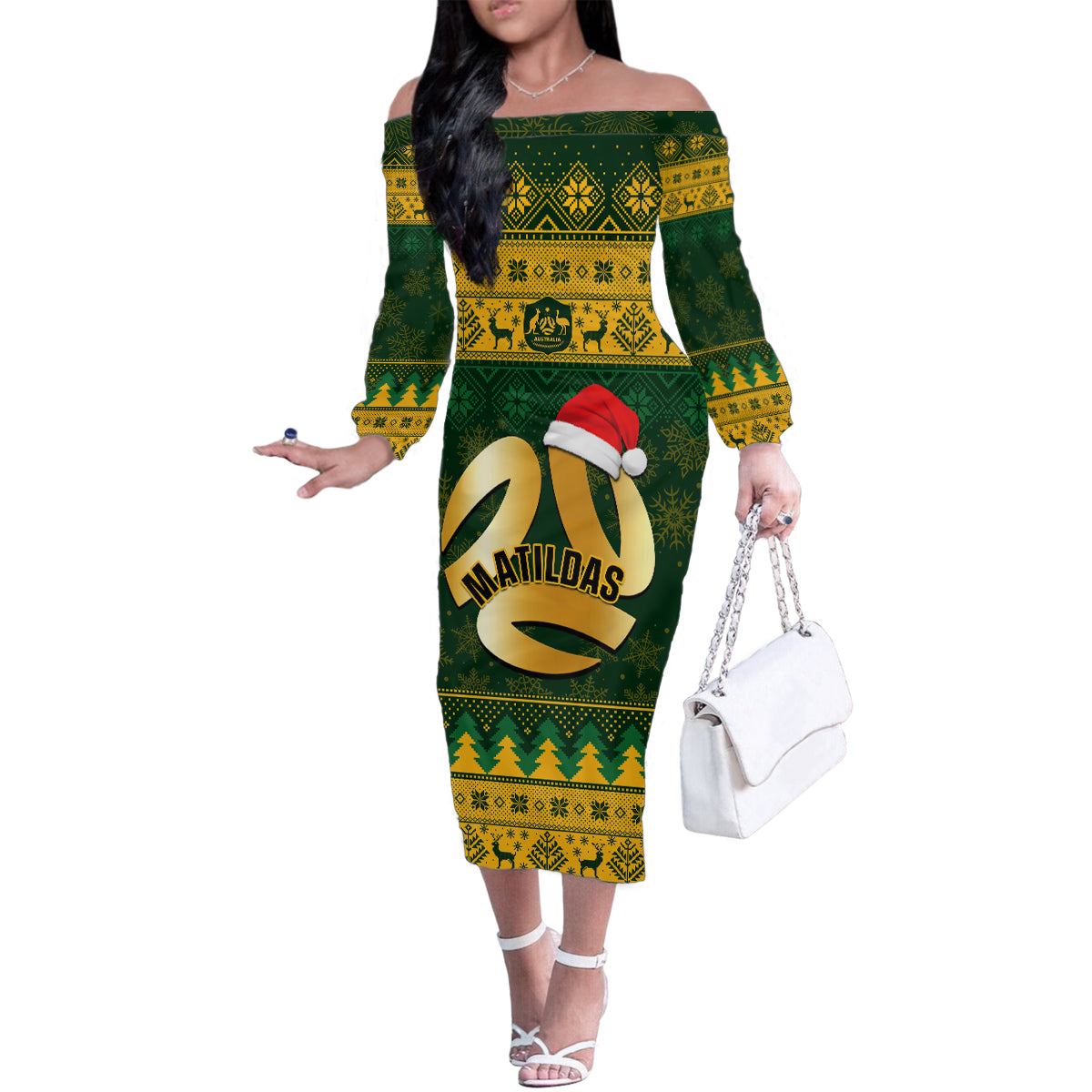 personalised-australia-matildas-christmas-family-matching-off-shoulder-long-sleeve-dress-and-hawaiian-shirt-merry-xmas-2023-national-color