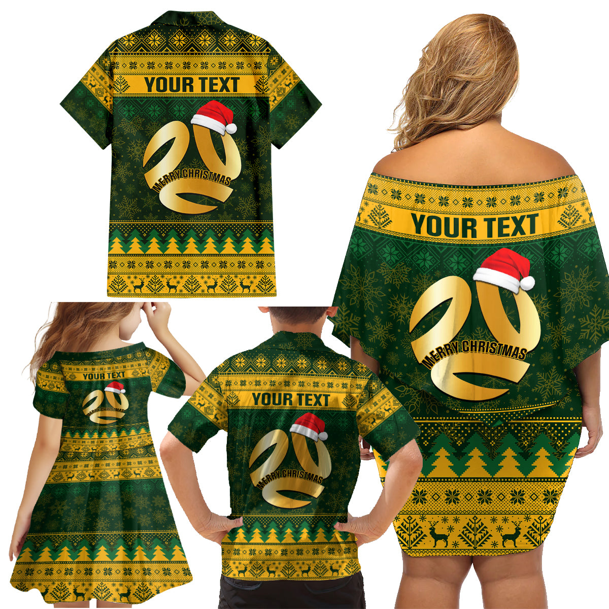 personalised-australia-matildas-christmas-family-matching-off-shoulder-short-dress-and-hawaiian-shirt-merry-xmas-2023-national-color