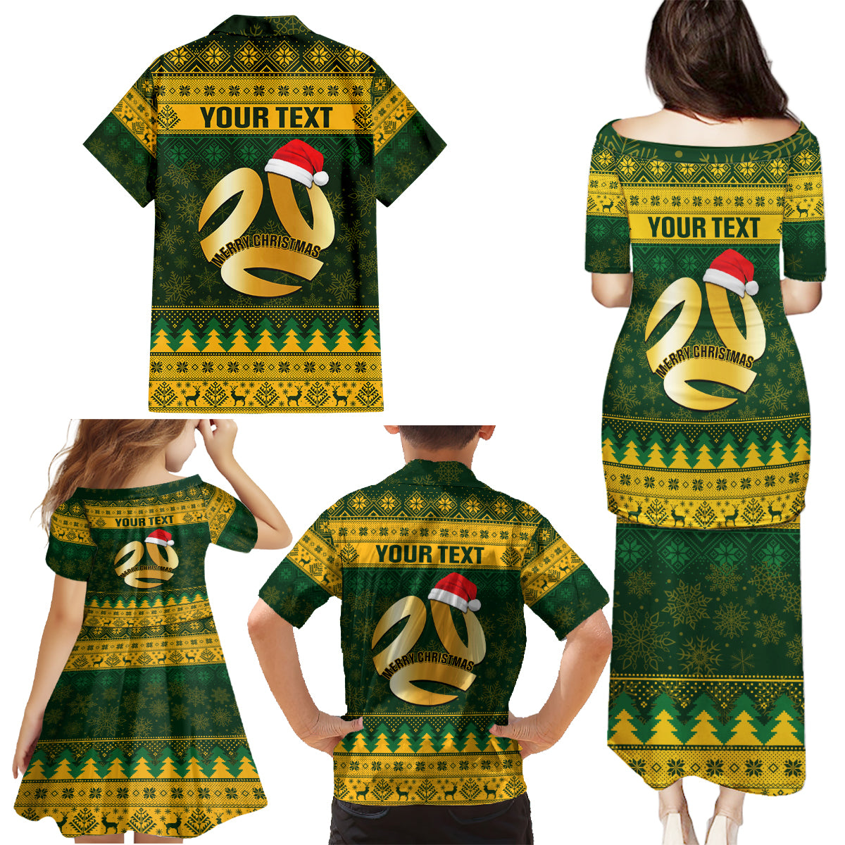 personalised-australia-matildas-christmas-family-matching-puletasi-dress-and-hawaiian-shirt-merry-xmas-2023-national-color