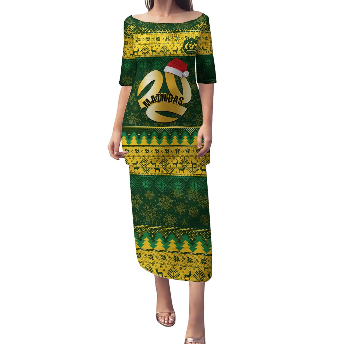 personalised-australia-matildas-christmas-family-matching-puletasi-dress-and-hawaiian-shirt-merry-xmas-2023-national-color