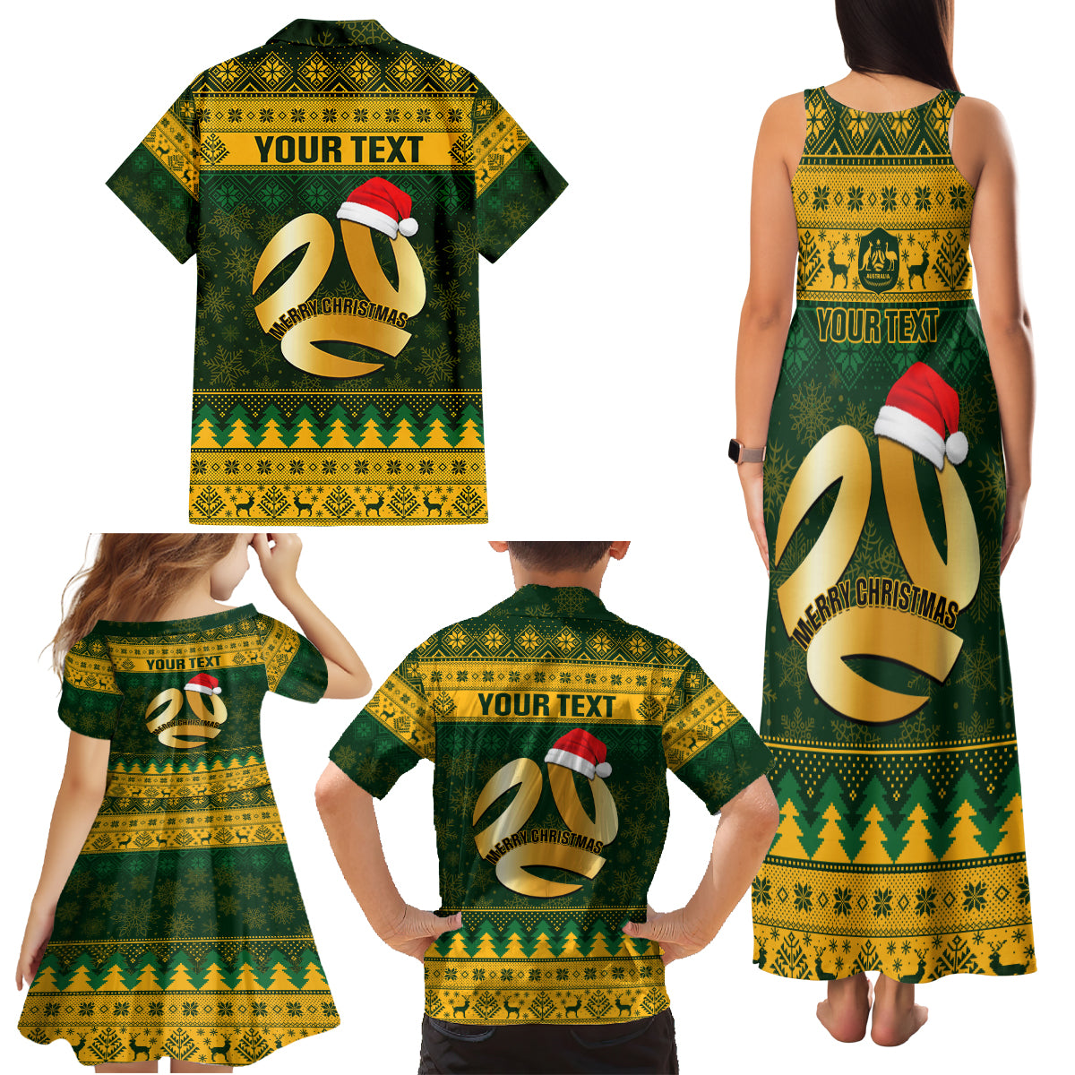 personalised-australia-matildas-christmas-family-matching-tank-maxi-dress-and-hawaiian-shirt-merry-xmas-2023-national-color